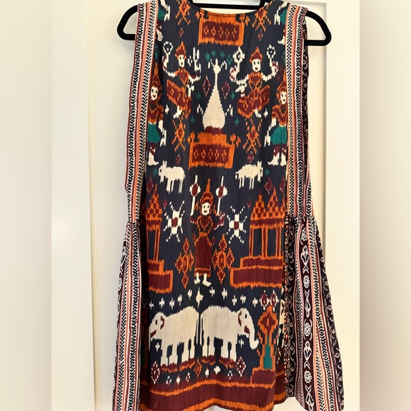 Calypso St. Barth Ikat Silk Sleeveless Mini Dress Elephants Scoop Neck - Picture 4 of 5